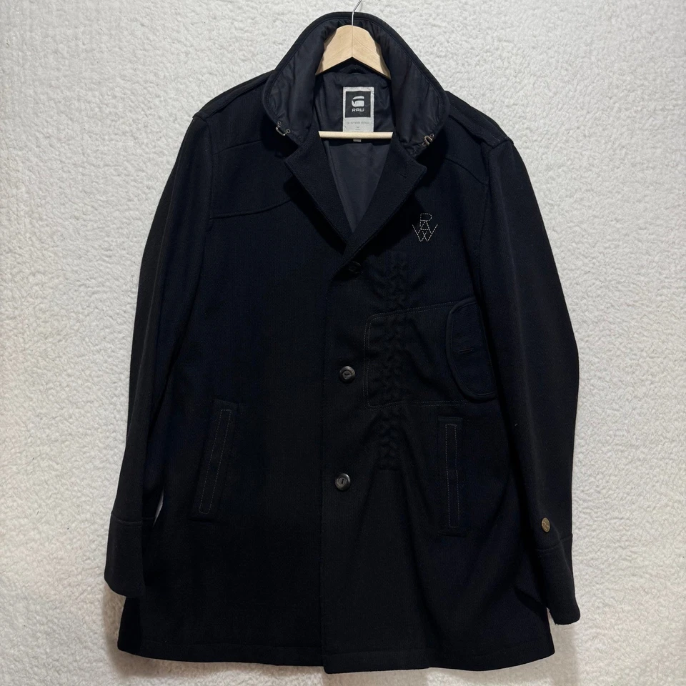 G Star Raw Men's Decoy Wool Garber Trench Coat Black Size XXL - Image 3 of 4
