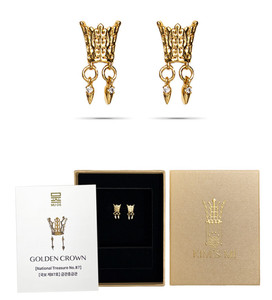 18K Gold Plated Silla Kingdom Crown Earrings- 925 Silver Post Museum Good