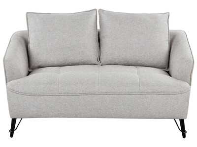 2-Sitzer Sofa Stoff grau gesteppt mit Armlehnen lose Rückenkissen modern Hobro