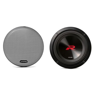 Alpine R2-W10D2 10'' R-Series Sub Dual 2-Ohm & KTE-10G.3 Grill