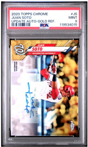2020 Topps Chrome Update Juan Soto Gold Refractor Auto #/50 PSA 9