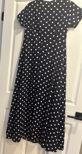 Cupshe Women’s Maxi Length Dress Navy Blue Polka Dot A-Line With Slit XL - Picture 2 of 8