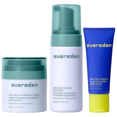 Evereden Daily 1-2-3 Routine Clean, Vegan Skin Care Set for Kids, Hydrating,
