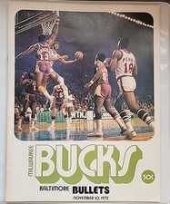 1972 Milwaukee Bucks Program Vs Baltimore Bullets  Kareem Jabbar Oscar Robertson