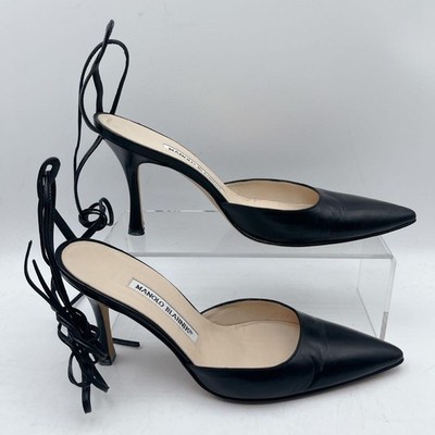 MANOLO BLAHNIK Schnür-Lederpumps Größe: 36/JP: 23 schwarz aus Japan 145153K a...