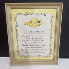 "A Baby's Prayer" Sweet Vintage Nursery Room Wall Plaque*1970 D. Warren Fox