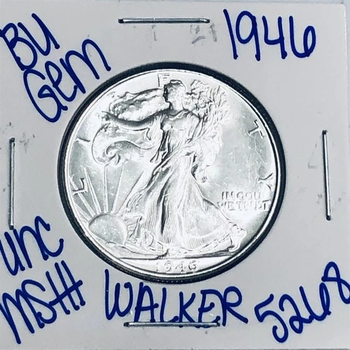 1946 BU UNCIRCULATED WALKING LIBERTY SILVER HALF DOLLAR AUTHENTIC U.S. MINT 5268