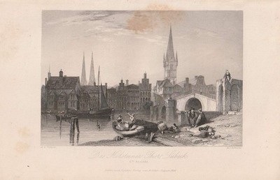 1836 Holstentor Hansestadt Lübeck Stadtansicht Vedute Stahlstich-Ansicht