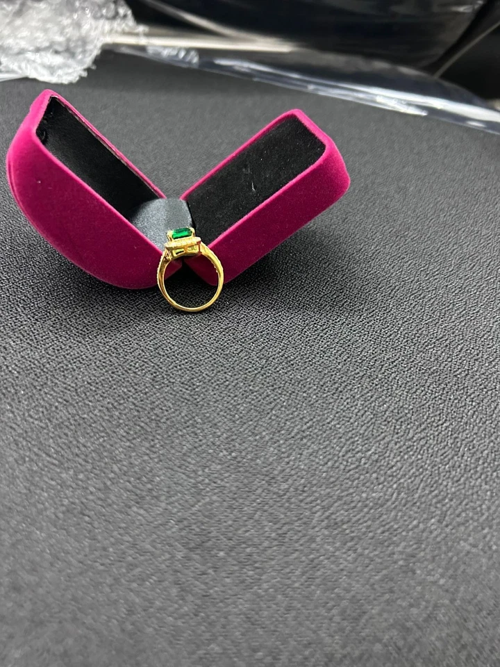 3.40 Ct Emerald Cut Natural Emerald & Diamond Anniversary Ring 14k Yellow Gold 7 - Image 3 of 4