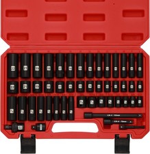 Mayouko 49 Pieces 3/8" Drive Impact Socket Set, 5/16"-3/4", 8-22MM, SAE/Metric, 