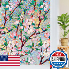 Rainbow Window Privacy Film Decorative, 3D Decals Stained Glass Clings, Static C