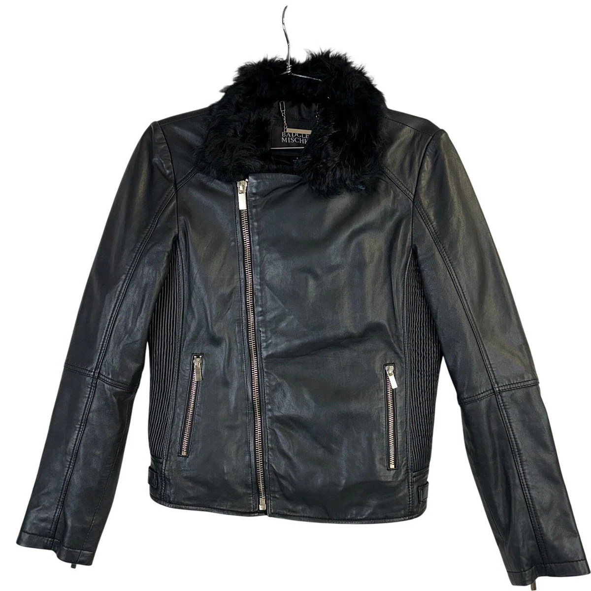 上村　　　　☆BADGLEY MISCHKA レザージャケット ラムファー Badgley Mischka Coats, Jackets & Vests Leather Outer Shell for