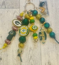 Green Bay Packers Football Beaded Bag Charm Handmade