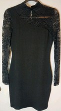 Womens Medium Black Lace Combo Bodycon Dress