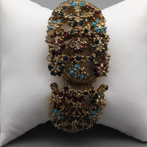 Vintage Lausanne Bracelet Watch 17 Jewels Swiss Gold Tone Floral Manual Wind