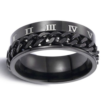 Rotatable Chain Ring Titanium Steel Fashionable Stylish Decompression Spinne SET