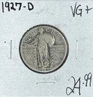 1927-D STANDING LIBERTY SILVER QUARTER ~VG+ ~NICE COIN~