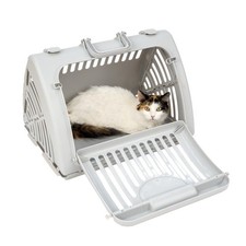 Foldable Plastic Travel Cat Carrier for Pets Airline Approved Gray