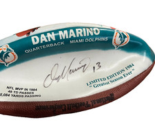 De Colección Dan Marino Firmado Autografiado Miami Dolphins Fútbol LIMITADO COMO ESTÁ DESINFLADO