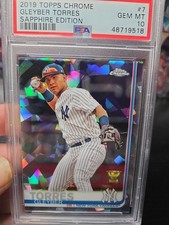 2019 Topps Chrome Sapphire Gleyber Torres PSA 10 Gem Mint #7 RC Cup
