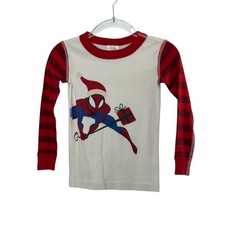 Hanna Andersson Marvel White  Red Christmas SPIDERMAN Long Sleeve Pajama Top 4