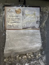 Roxanne One Rod Pocket Jacquard Window Valance With Beads White