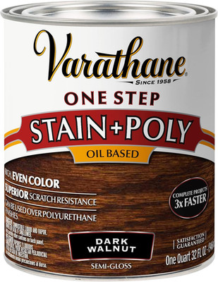 225250H Oil-Based One Step Stain + Poly, Quart, Dark Walnut