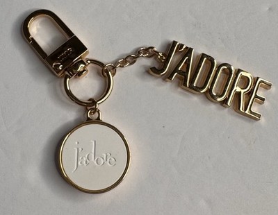 Christian Dior J adore Bag Charm Keychain Gold Tone Metal