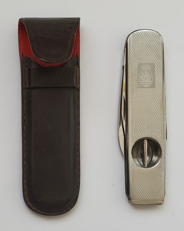 FANCY GENTLEMENS COMBO KNIFE CIGAR CUTTER PIPE SMOKER TOOL LEATHER CASE GERMAN