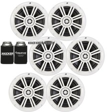 Kicker White OEM Replacement Marine 6.5" Coaxial speaker Bundle 6 Speakers