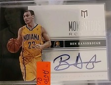BEN HANSBROUGH 2013 Panini Momentum Momentous Rookie Autograph 74 RC Auto PACERS