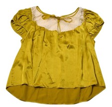 Doen Camri Corded Lace-Trimmed Silk-Satin Top in Yellow
