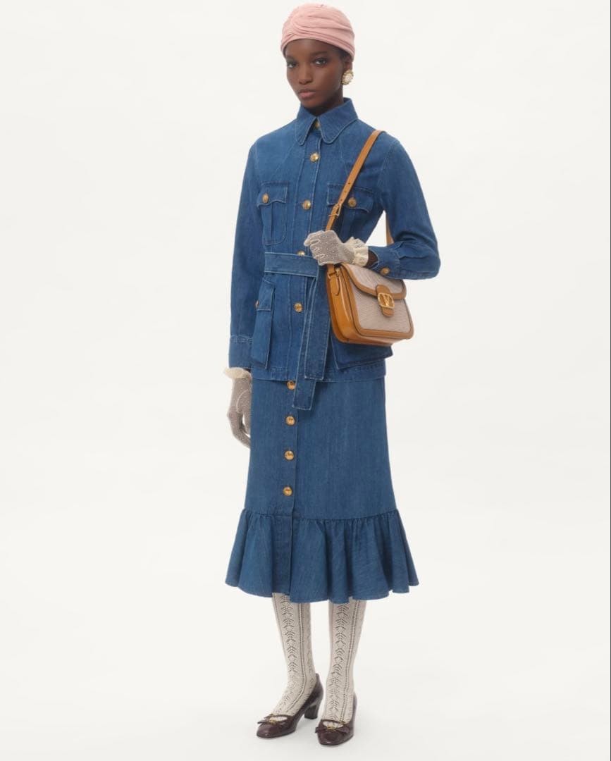 USED VALENTINO LOGO LIGHTWEIGHT DENIM SKIRT DRESS CHANEL VERYGOOD thumbnail 15