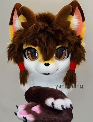 Fursuit Long Fur Husky Fox Mascot Head Party Halloween Fur Cosplay-Promotion