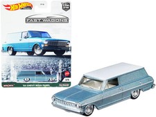 Hot Wheels 1964 Chevrolet Nova Panel Light Blue Metallic with White Top "Fast W