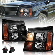 Black Amber Headlamp For 2003-2006 Cadillac Escalade Hid Headlights Wbulbs Lr