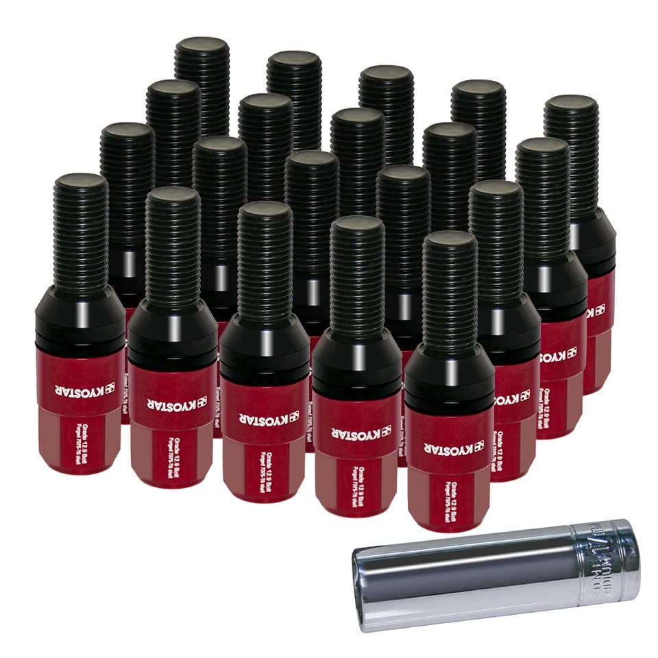 M14 x1.5 Aluminum Close End Conical Seat Lug Bolt 23mm For BMW 92-22 Red 20PCS Foto 2 de 4