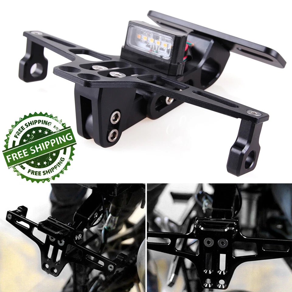 Kit eliminador de guardabarros para motocicleta soporte de matrícula con luz trasera LED Foto 3 de 4