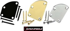 Guitar Neck Plate Curved Cutaway Semi Round 4 Holes Black Gold Chrome