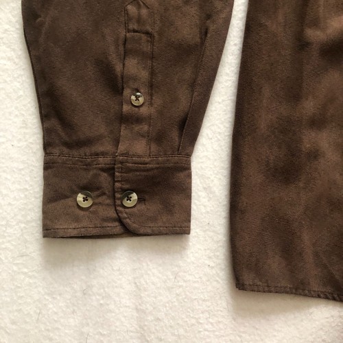 Clear Water Outfitters Mens Shirt 2XL Brown Button-Up Long Sleeve Faux Suede - Picture 4 of 8