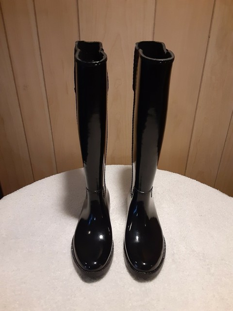 michael kors rain boots black and brown