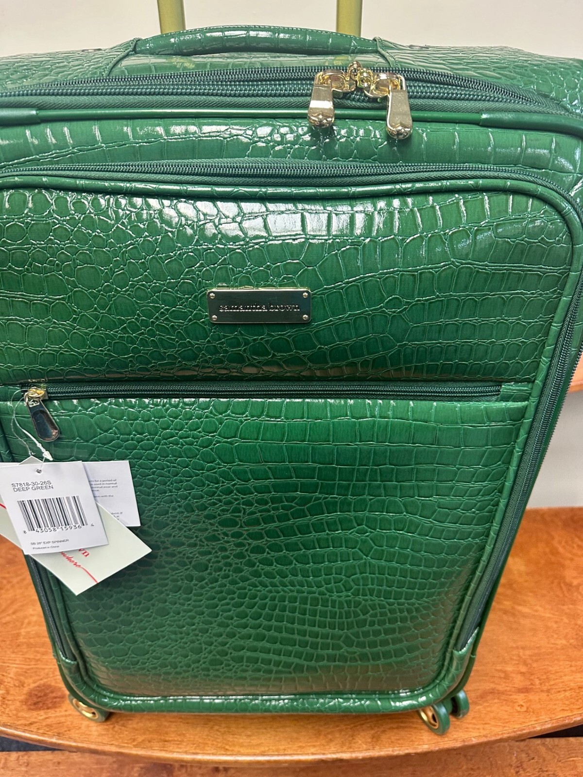 New Samantha Brown 4 pc set Croc Spinner 28"/26"/22"/Tote Deep Green