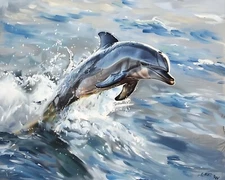 8x10 Matte Print Baby Dolphin Jumping with Joy