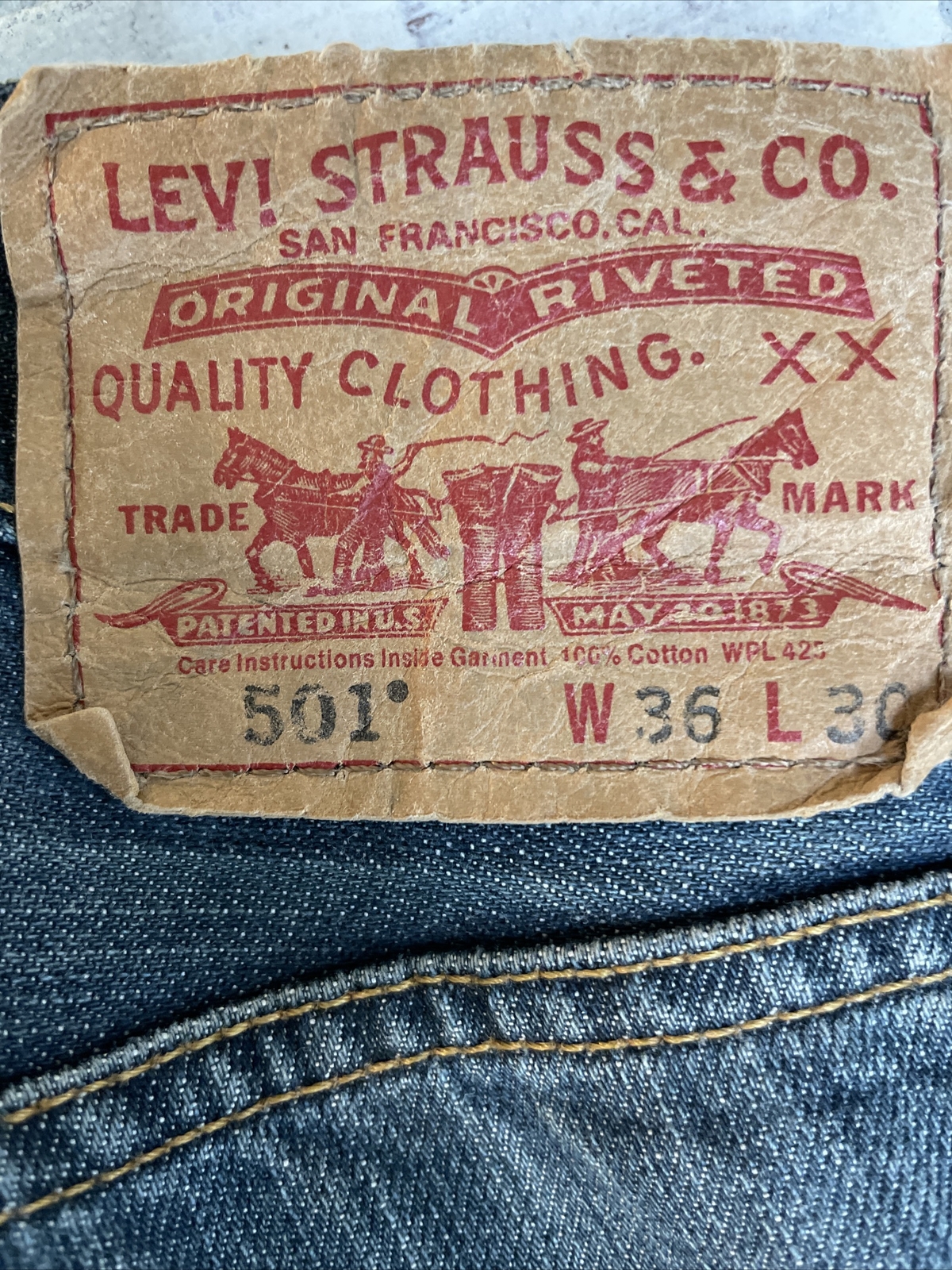 Levis 501 Nice Grain In Denim Jeans Suspender But… - image 2