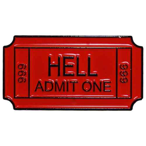 Hell Admit One Ticket Enamel Pin Gothic Punk Retro Badge Brooch Aussie Seller - Photo 1/2
