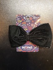 NEW Scunci Black Bow Hair Clip - Soft Velour Corduroy