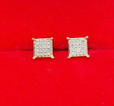 DEAL 10KGoldGenuineNatural Micro Pave Diamonds Kite Studs Earrings 0.10ct 6.30MM