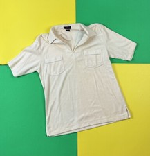 Vintage 70s Mens Stores Spr Soft Terry Cloth Feel Short Sleeve Shirt Yellow Larg