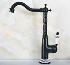 Oil Rubbed Bronze Kitchen Sink Faucet Swivel Mixer Tap Deck Mounted 1 Hole Tap