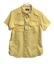Women's HABIT Hiking Button Shirt M Pale Banana Solar Factor UPF 30+ Yellow